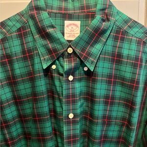 Green And Red Brooks Brothers Plaid Men's Shirt